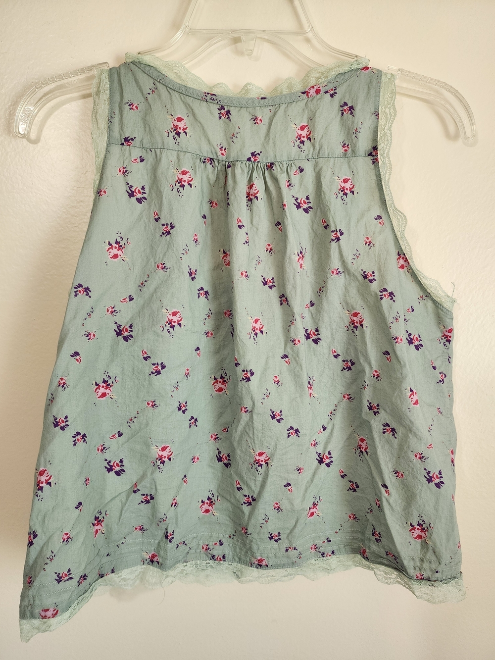 Source Unknown Sage Green Floral Lace-Trim Tank Top - Picture 2 of 3